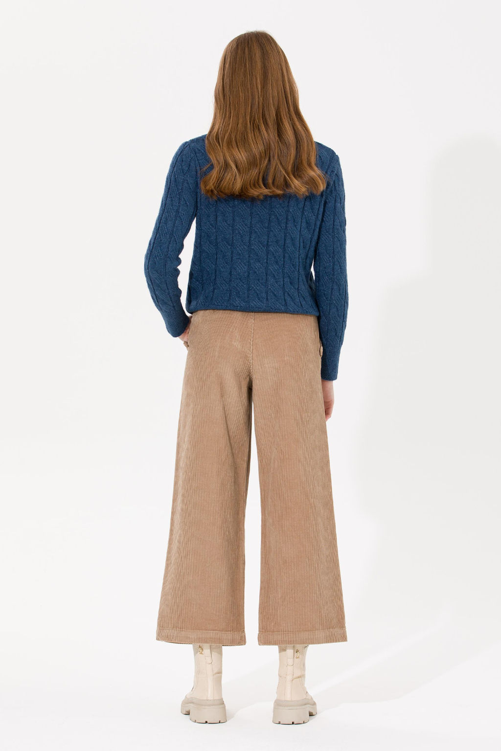 Kad_n Camel Flare Cropped Pantolon