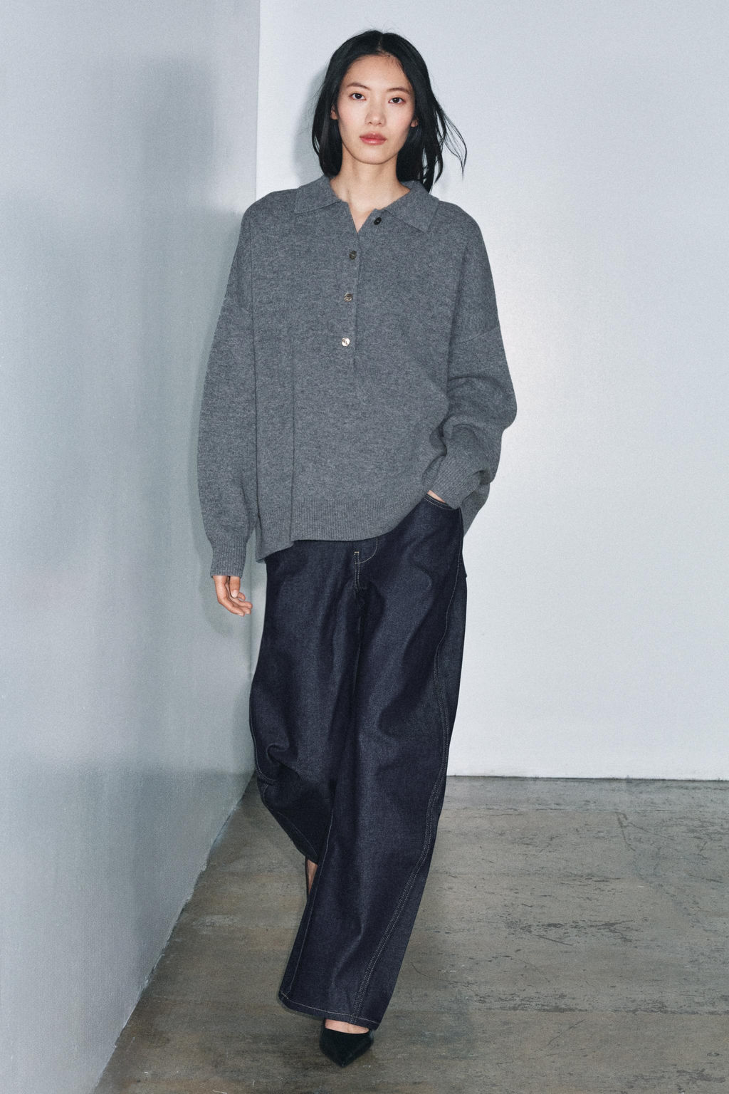 95% WOOL PLAIN KNIT POLO SHIRT