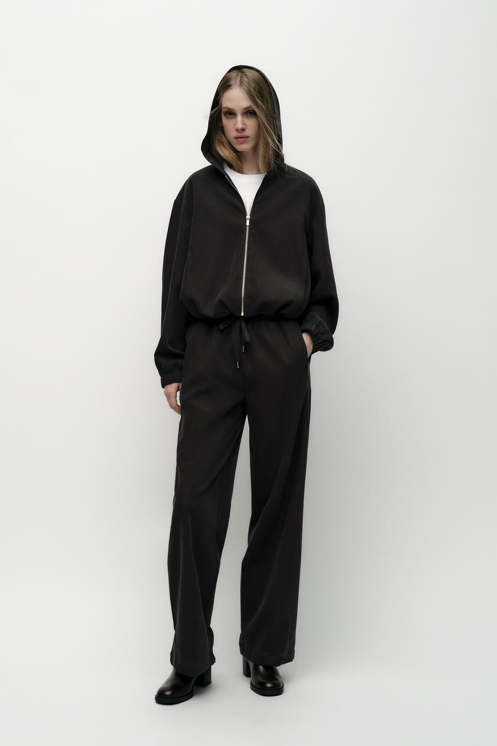 TEXTURED WIDE-LEG TROUSERS - Zara фото 8
