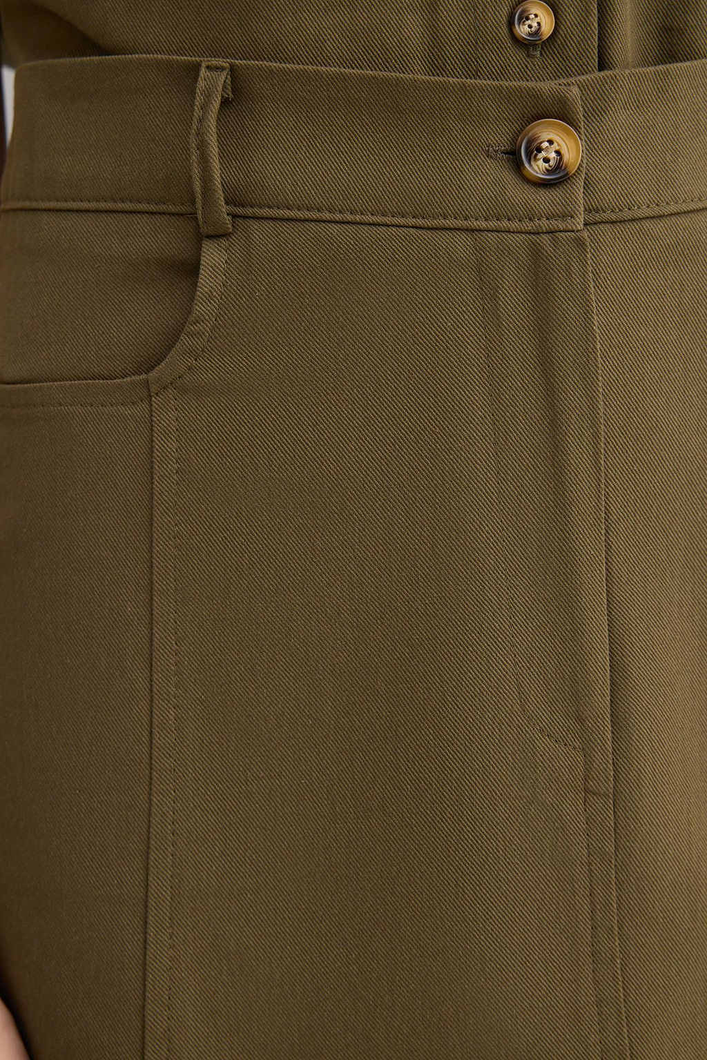 Trendyolmilla Haki %100 Pamuk Gabardin Mini Godeli Klos Etek TWOSS25ET00192  фото 8