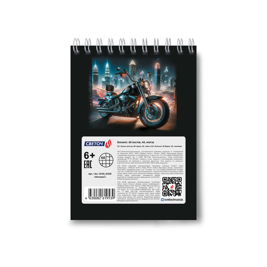 Б120 Светоч Блокнот на гребне A6 60 л. 4 шт. клетка Погнали! 01220  фото 5