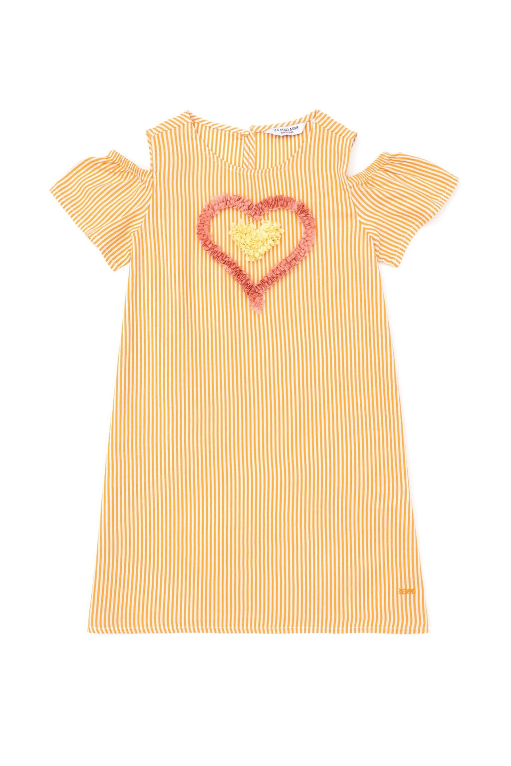 Оранжевое тканое платье с короткими рукавами для девочки - U.s. polo assn фото 4