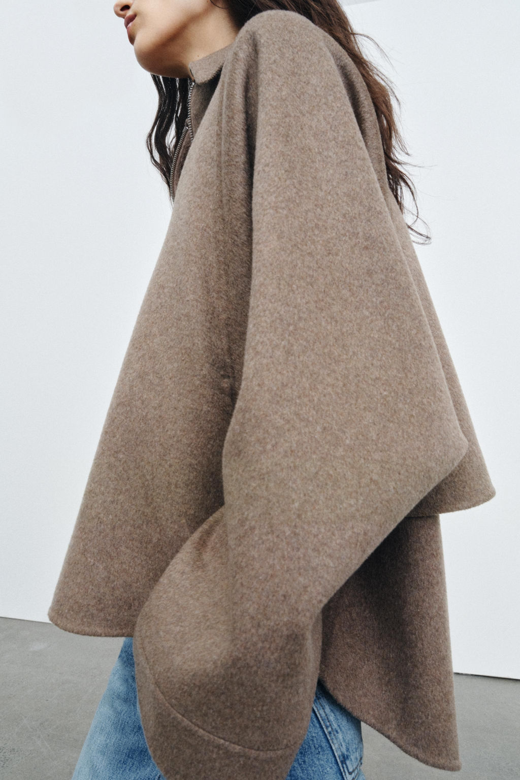 WOOL BLEND JACKET WITH ZIP ZW COLLECTION - Zara фото 12