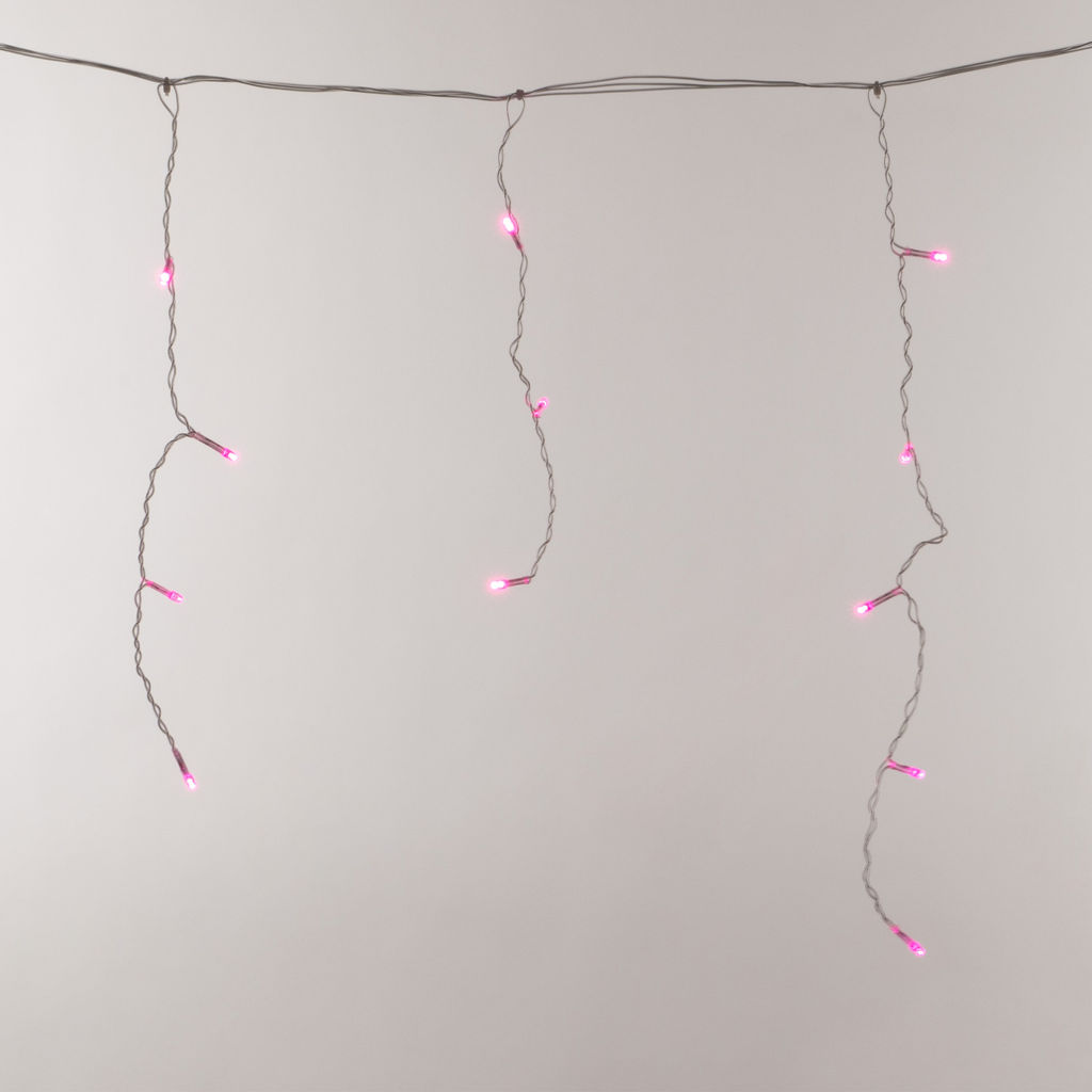 ULD-B2005-048/DTA PINK IP20 Бахрома светодиодная, 2м. 48 светодиодов. Розовый свет. Провод прозрачный. ТМ Uniel