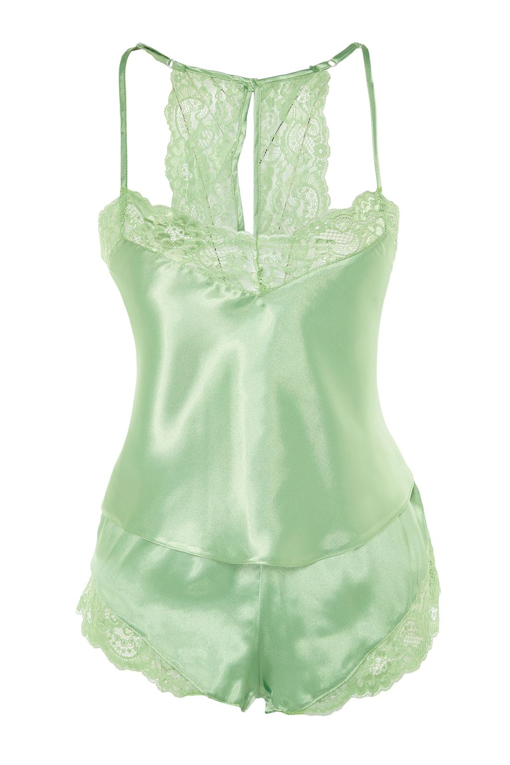 Trendyolmilla Siyah Dantelli Ip Ask?l? Saten Sortlu Dokuma Pijama Tak?m? THMSS22PT0269  фото 23