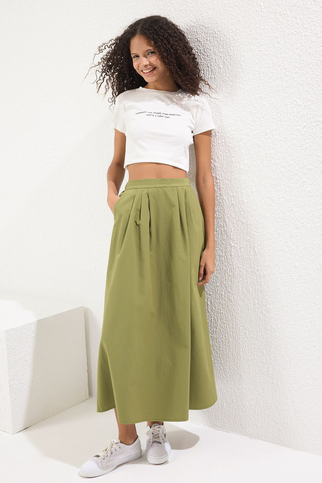 TRENDYOLMILLA Lacivert Pile Detayl? Maxi Boy Dokuma Etek TWOSS25ET00158  фото 2