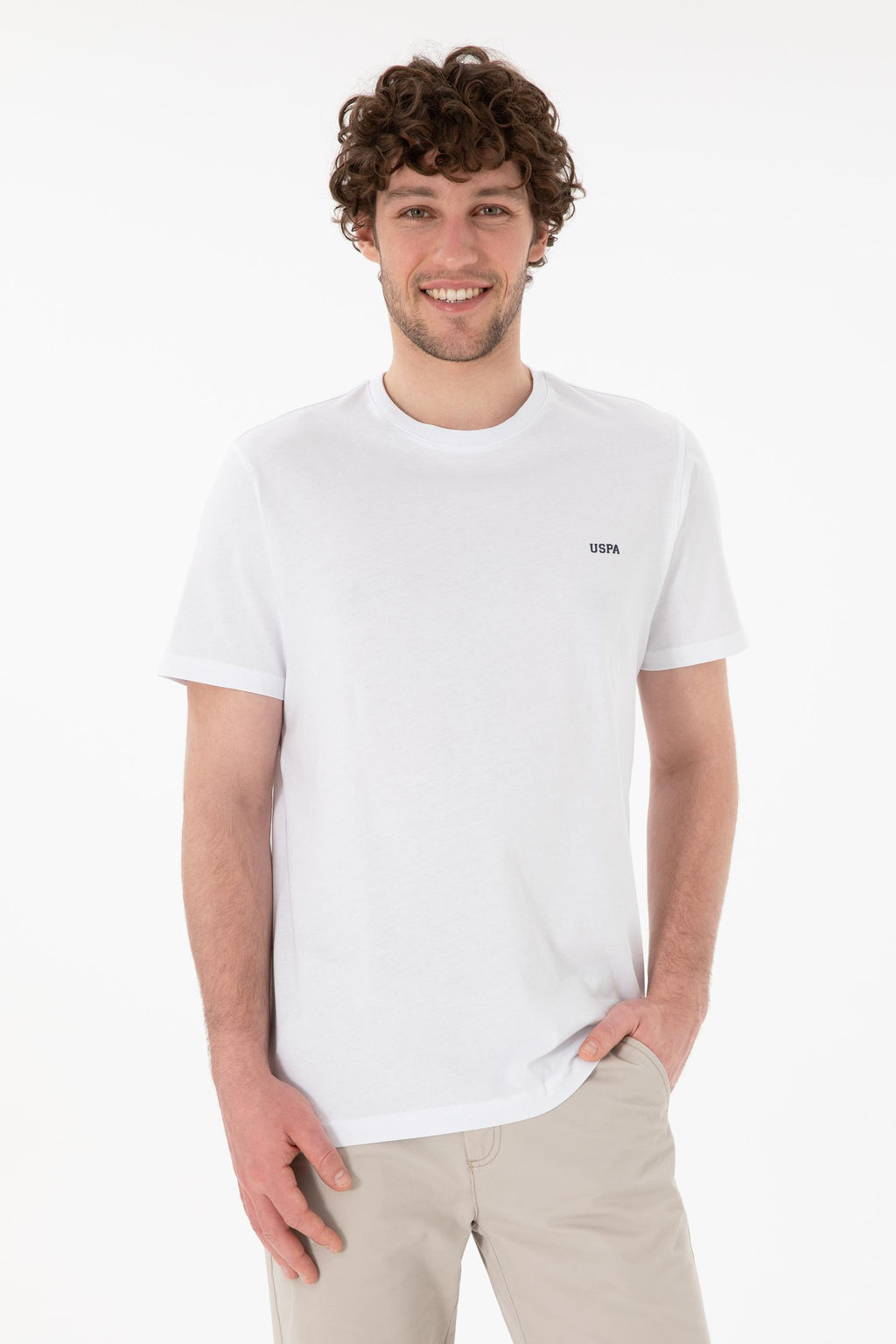 Erkek Regular Fit Bisiklet Yaka Beyaz Basic Ti__rt Sepette S_rpriz _ndirim