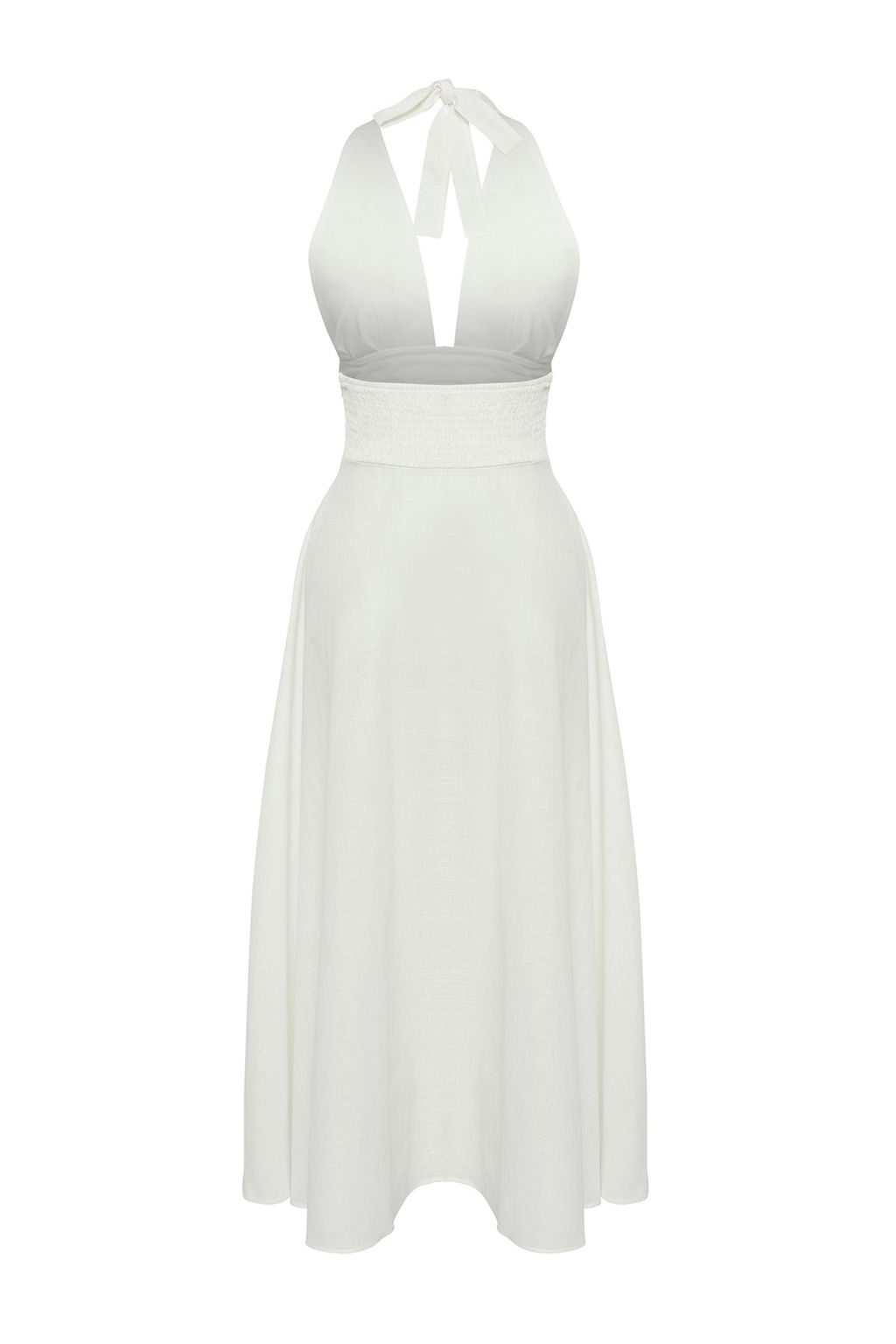 Trendyolmilla Beyaz Dokuma Midi Boyundan Baglamal? 100% Pamuk Plaj Elbisesi TBESS25EL00129  фото 12