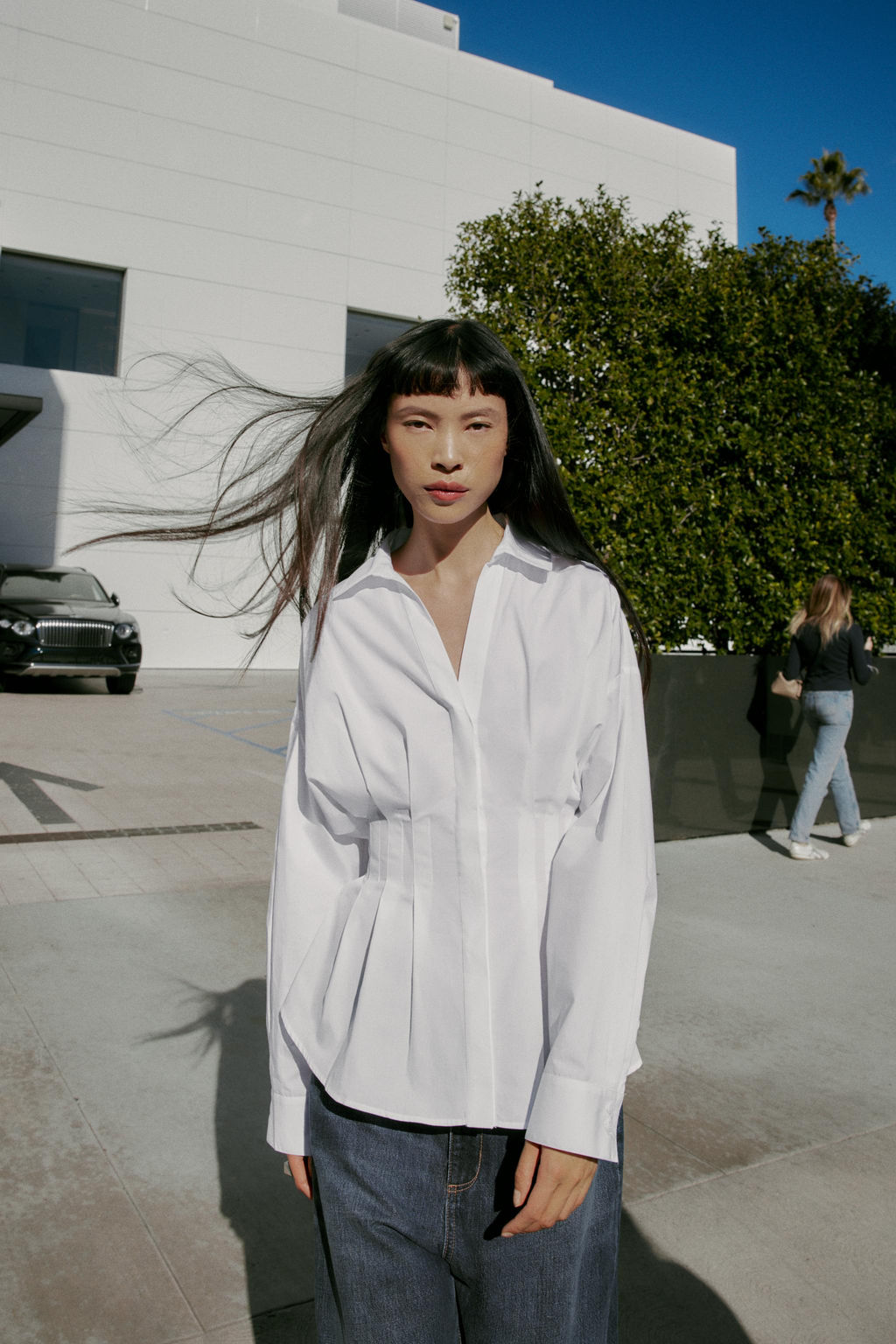 POPLIN SHIRT WITH PLEATS - Zara фото 2