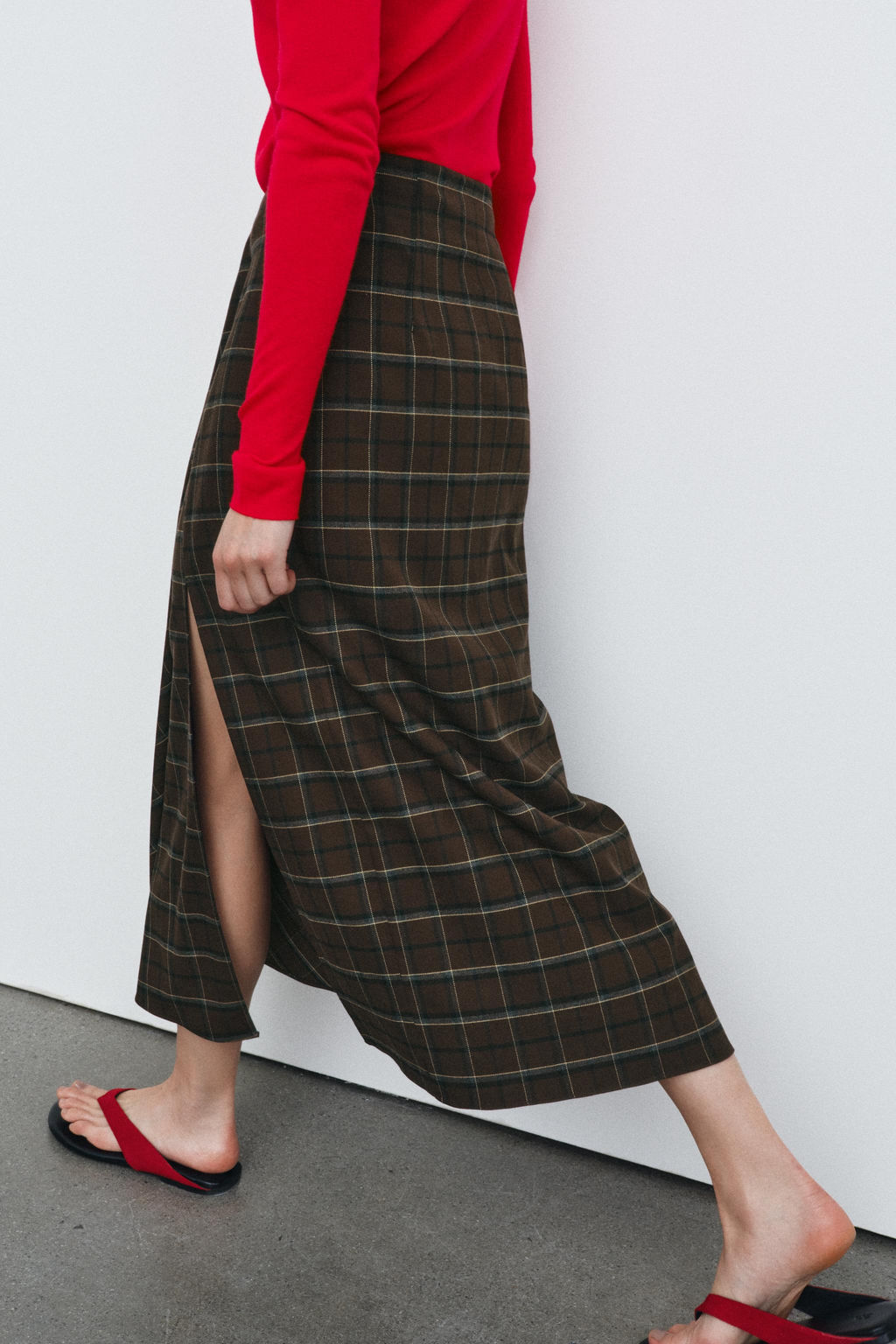ZW COLLECTION DRAPED CHECK SKIRT - Zara фото 24