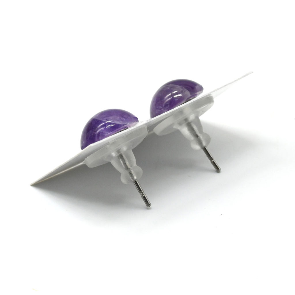 Серьги гвоздики (пусеты) из аметиста 9-10мм Радуга камня