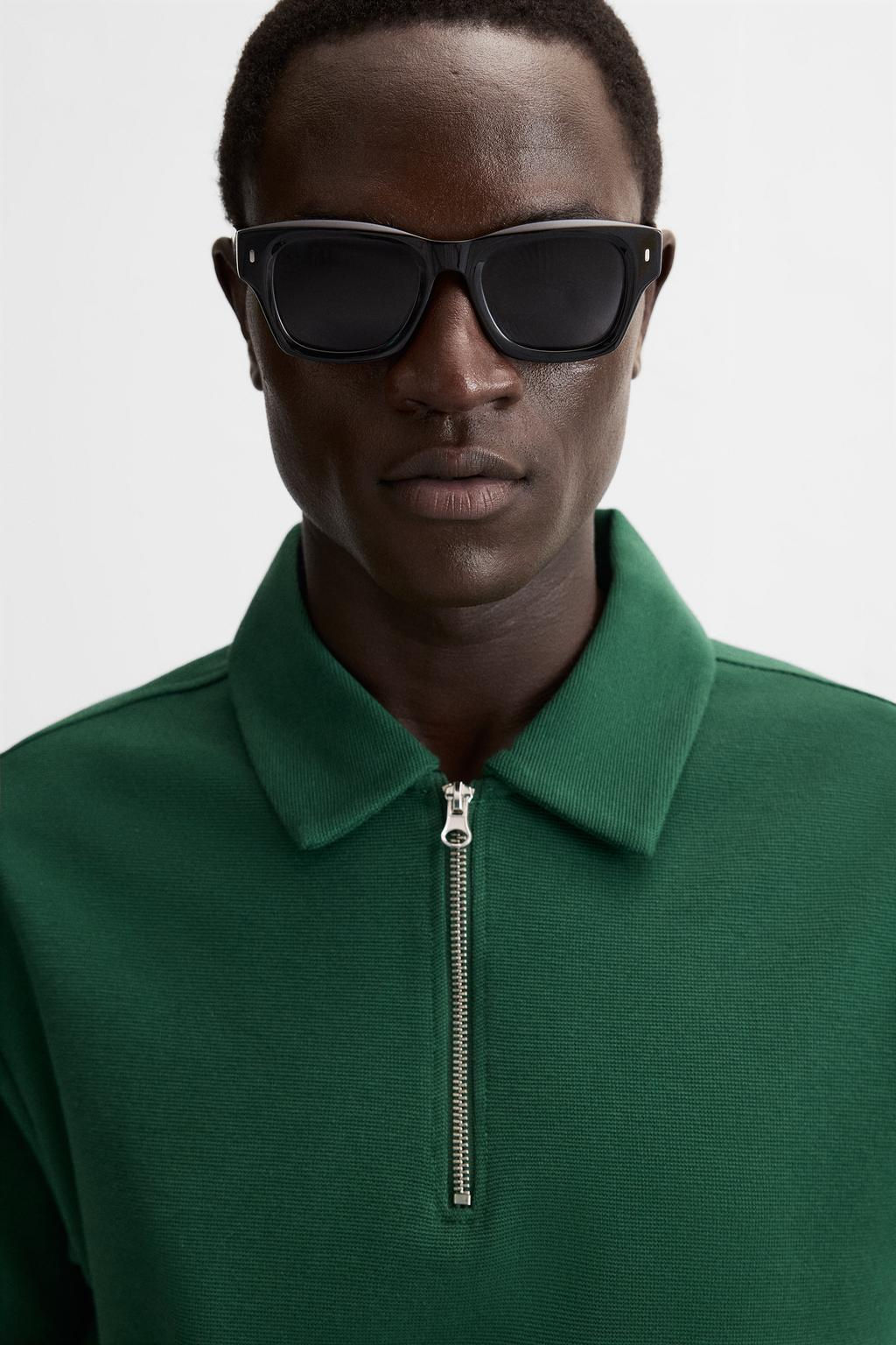 TEXTURED WEAVE POLO SHIRT WITH ZIP - Zara фото 15