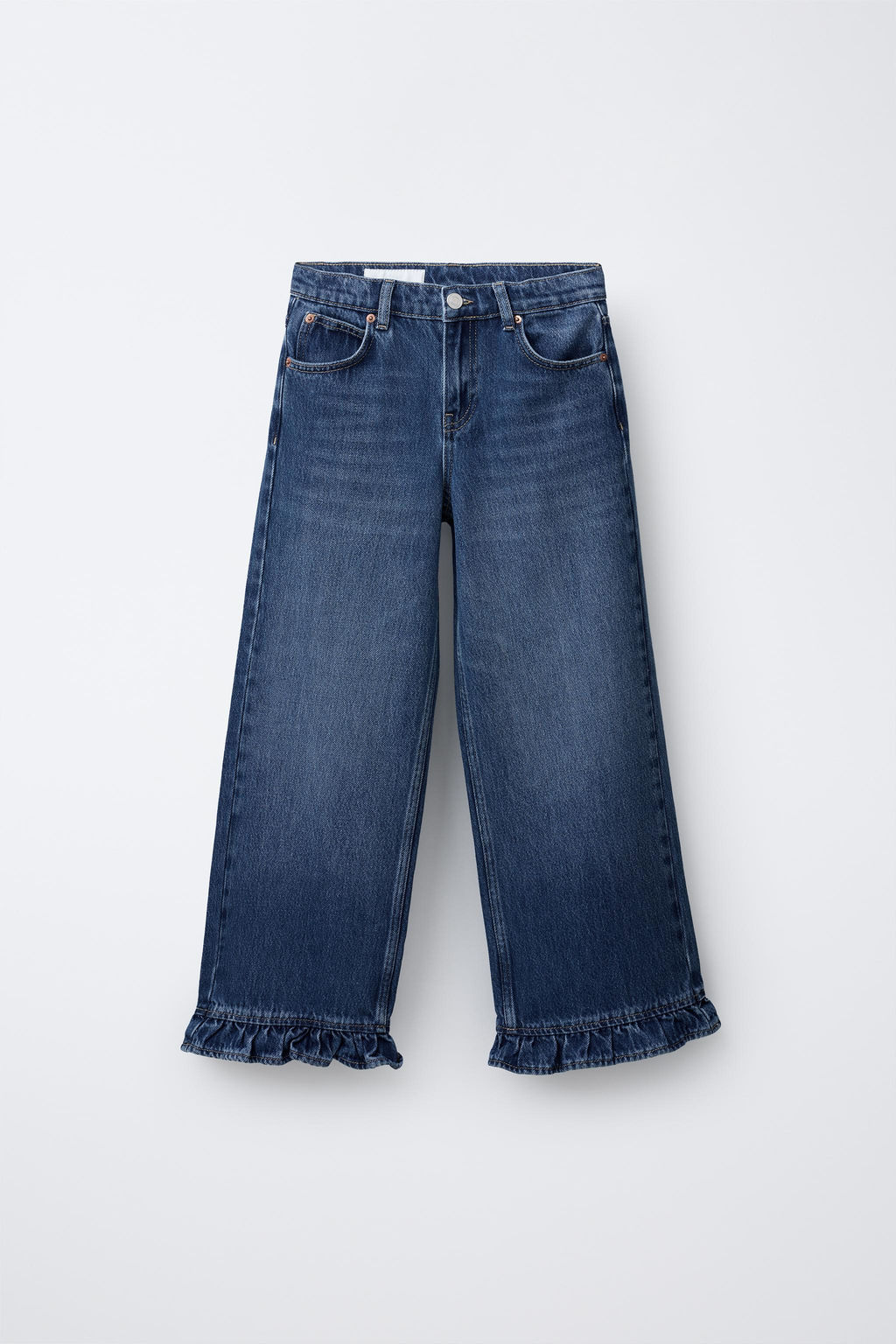 JEANS WITH RUFFLED HEM