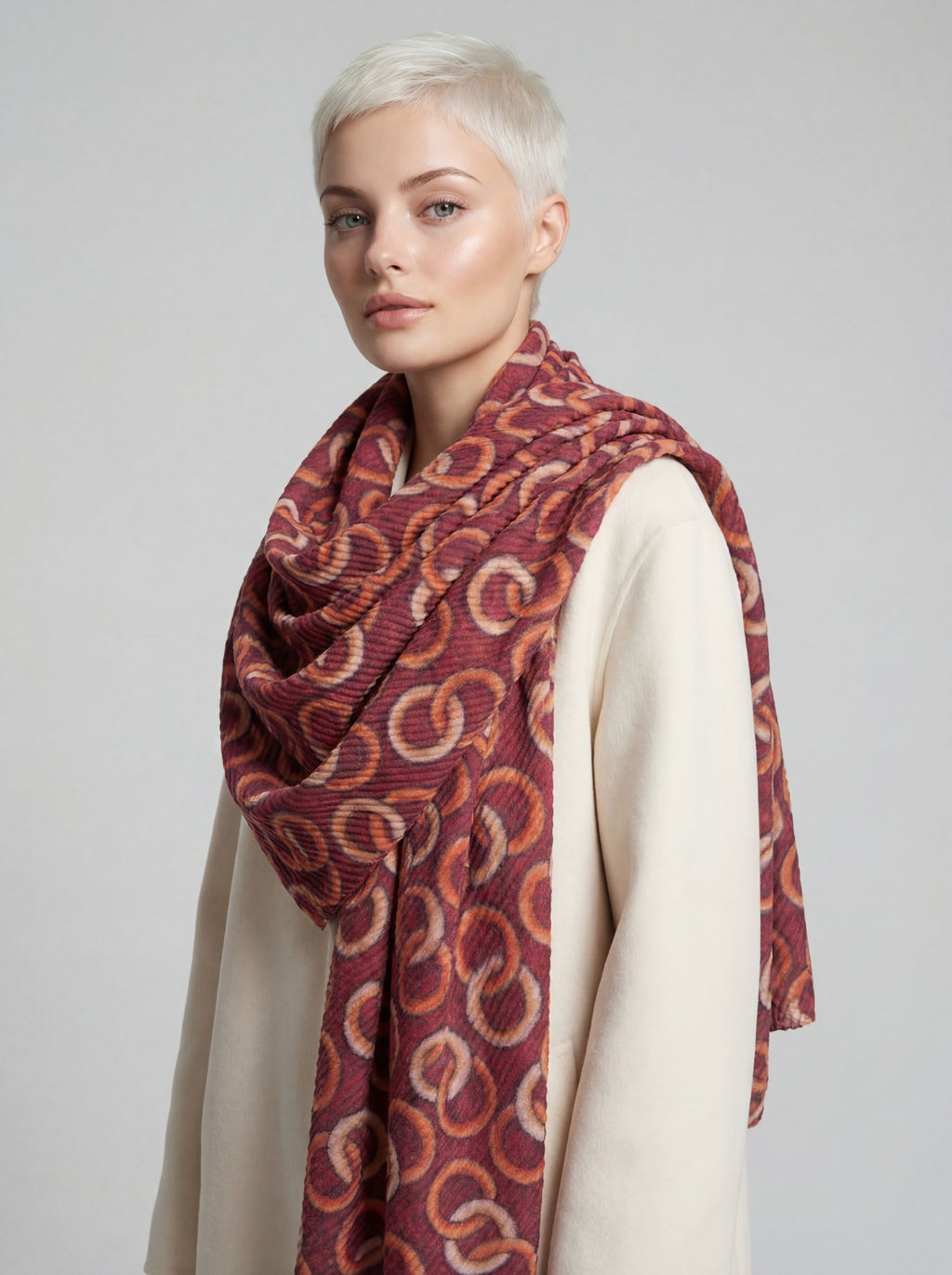 Большой, мягкий, тонкий и очень нежный двусторонний палантин с рисунком - Tantino фото 9