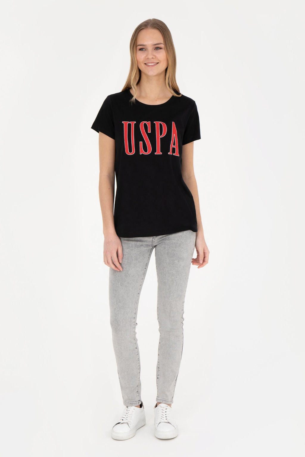 Женская черная футболка с круглым вырезом - U.s. polo assn фото 11