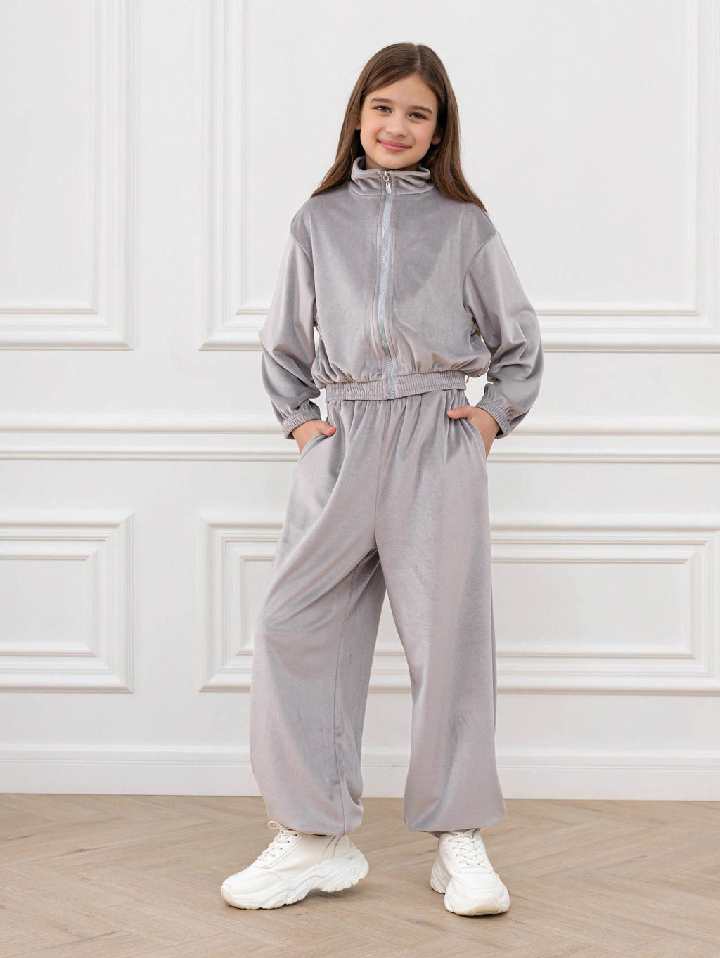 Костюм для девочек Элис Серый М-06КД MODAMICA