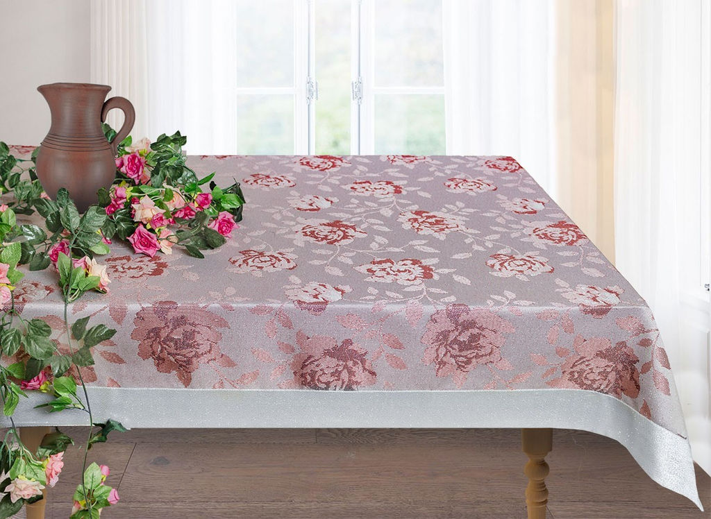 Скатерть арт. 4848/130, ЛУВР-2, скатерть из парчи с художественным краем, размеры 130 см х 180 см, ГОТОВЫЕ ШТОРЫ, ширина от 150 см x высота 250 см (на шторной ленте)