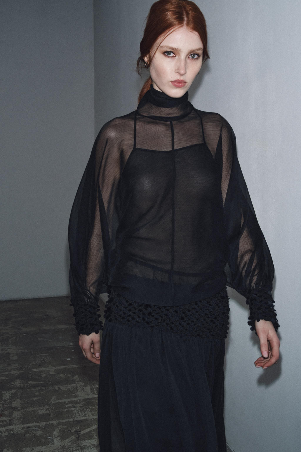 ZW COLLECTION SEMI-SHEER BLOUSE - Zara фото 7