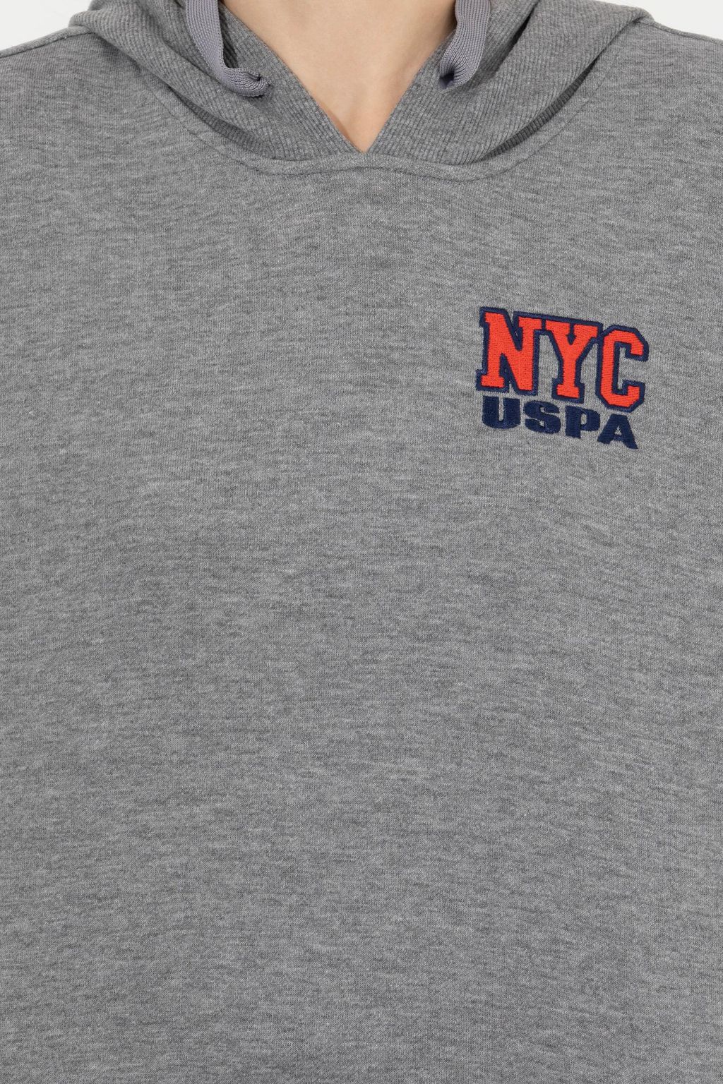 U. S. Polo Assn Женский серый меланжевый свитшот с капюшоном - U.s. polo assn фото 6