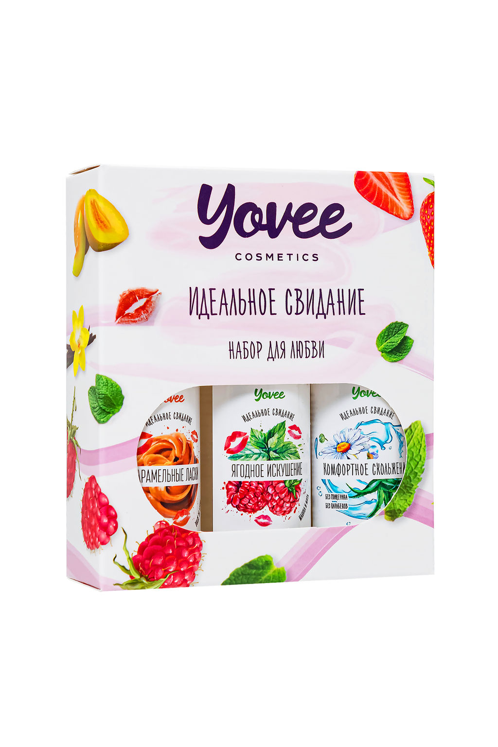 Набор гелей-смазок Yovee для любви (721010+721014+721054), вкус(мал/мята+карам) + увл(алоэ), 3х50 мл - Yovee by toyfa фото 2