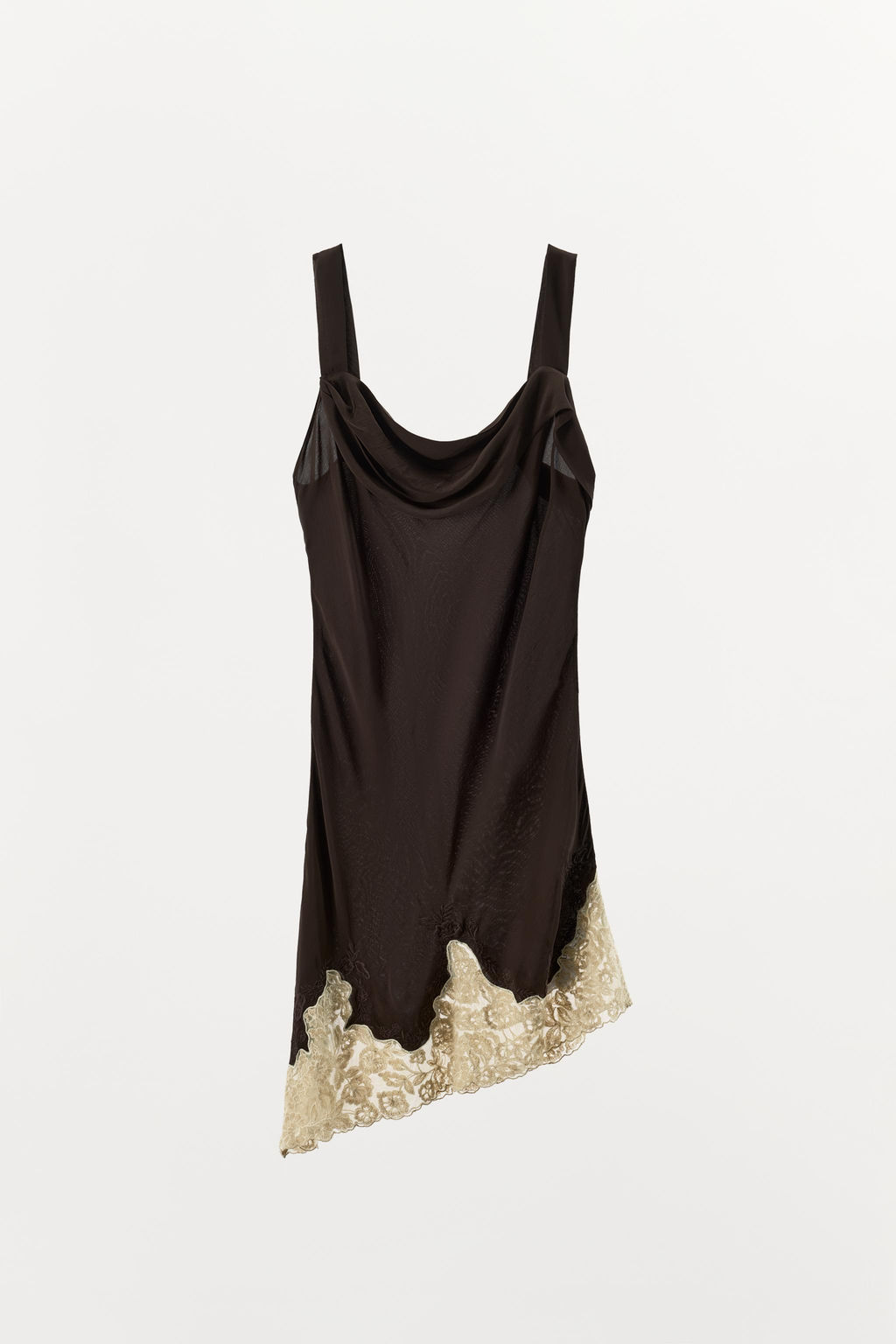 VESTIDO VISCOSA 100% BORDADOS ENCAJE / Marr?n oscuro - Zara фото 2