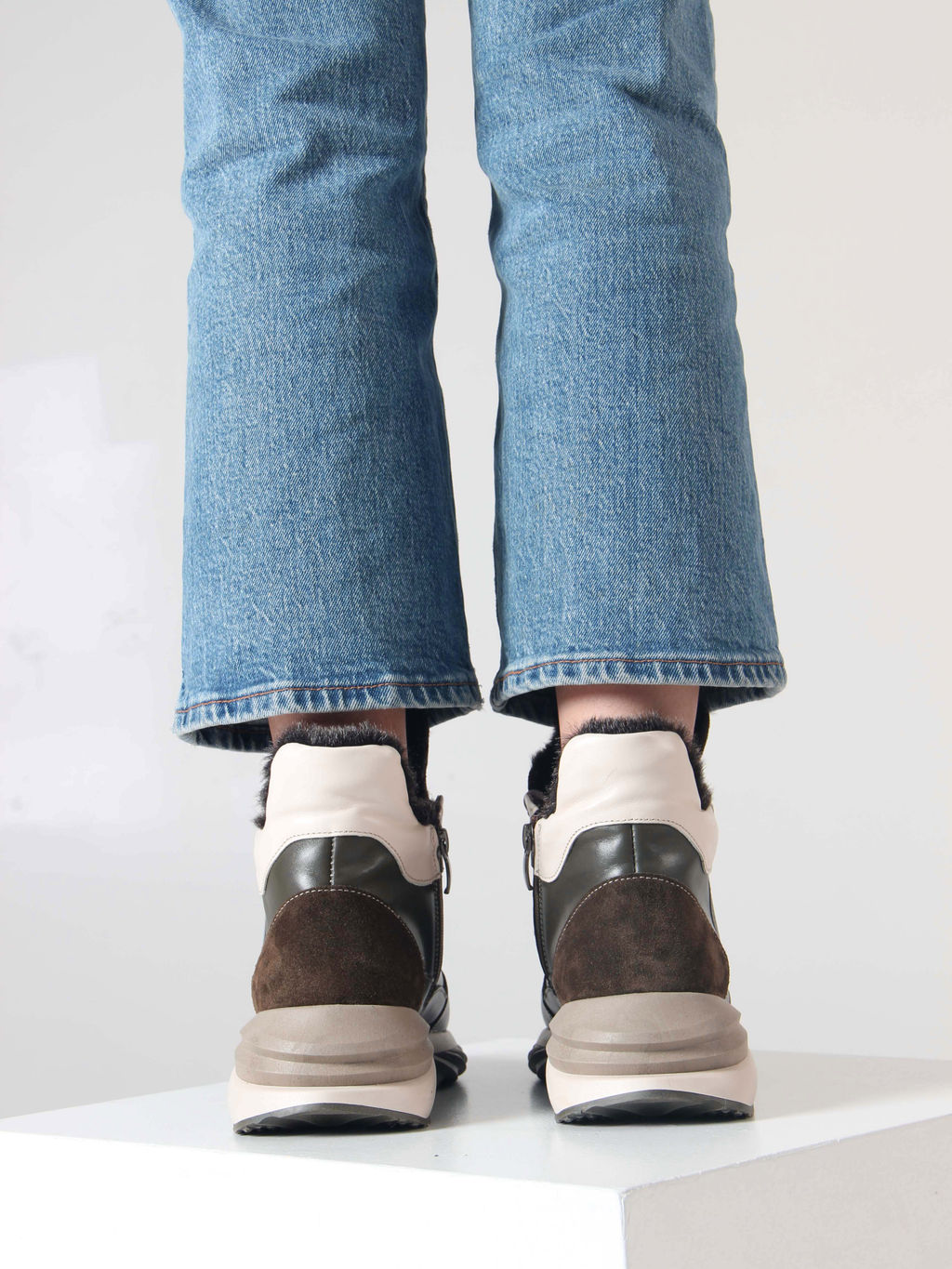 Ботинки 350.uno2gr. хаки бежевый/Байка