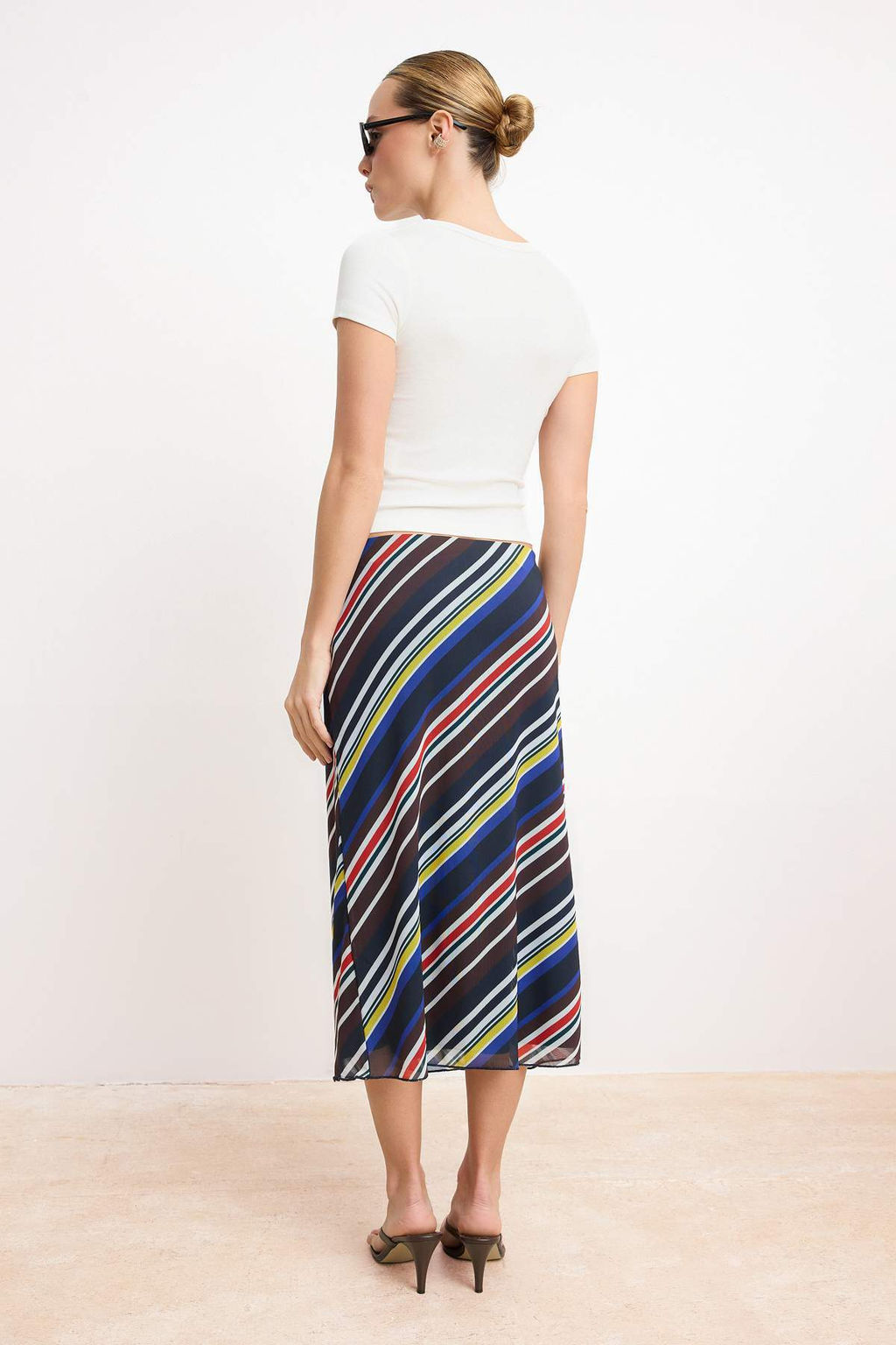 Cok Renkli Degrade Kalem Yuksek Bel Tul Orme Etek TWOSS26ET00090 - Trendyolmilla фото 4