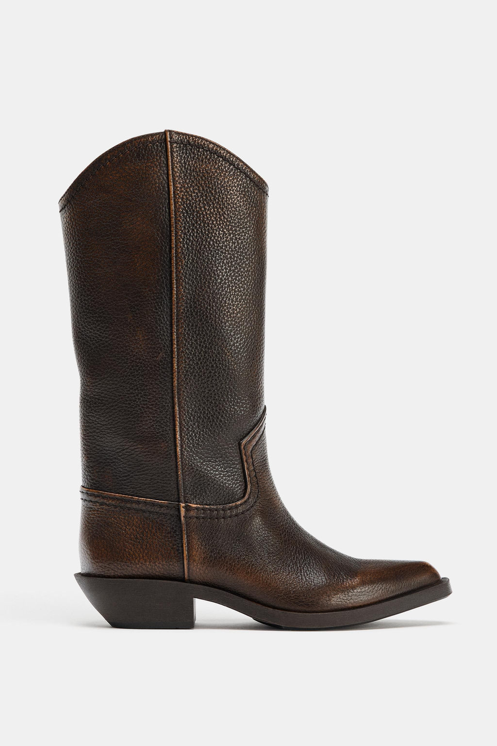 DISTRESSED LEATHER BOOTS - Zara фото 11