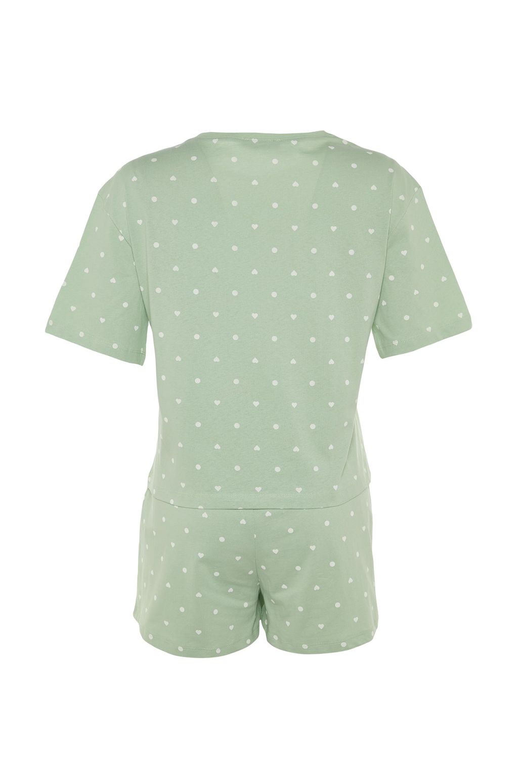 Trendyolmilla Beyaz %100 Pamuklu Puantiyeli ve Kalpli Sortlu Orme Pijama Tak?m? THMSS21PT1485 фото 30