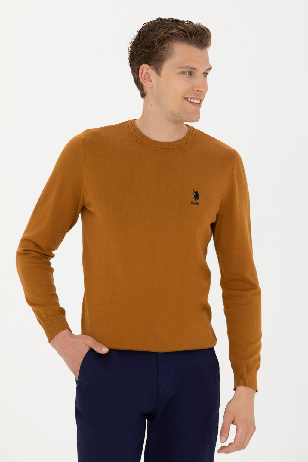 Мужской базовый свитер кокосового цвета - U.s. polo assn фото 8