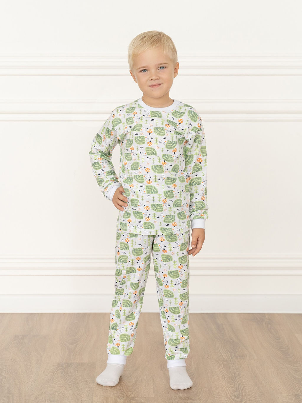 Пижама детская салатовые ежики