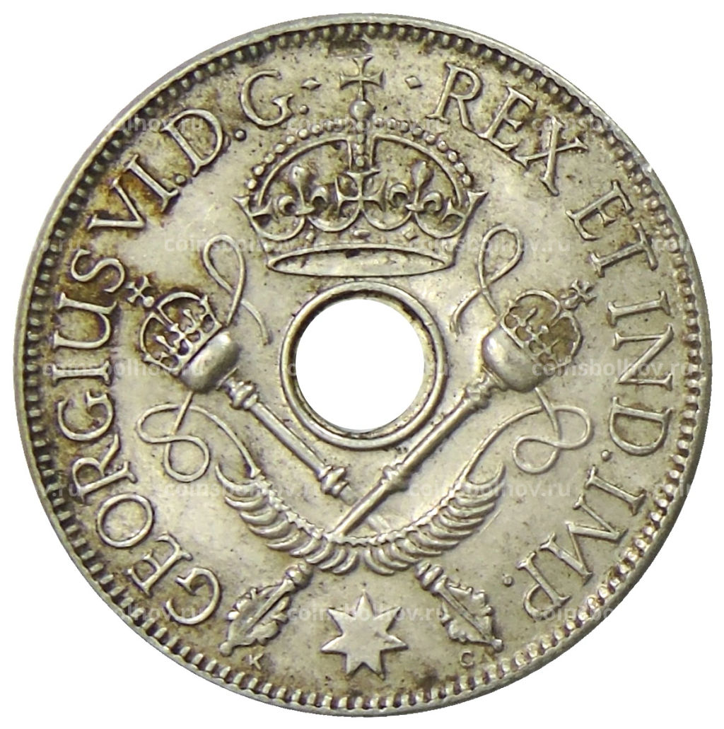 Монета 1 шиллинг 1938 года Британская Новая Гвинея