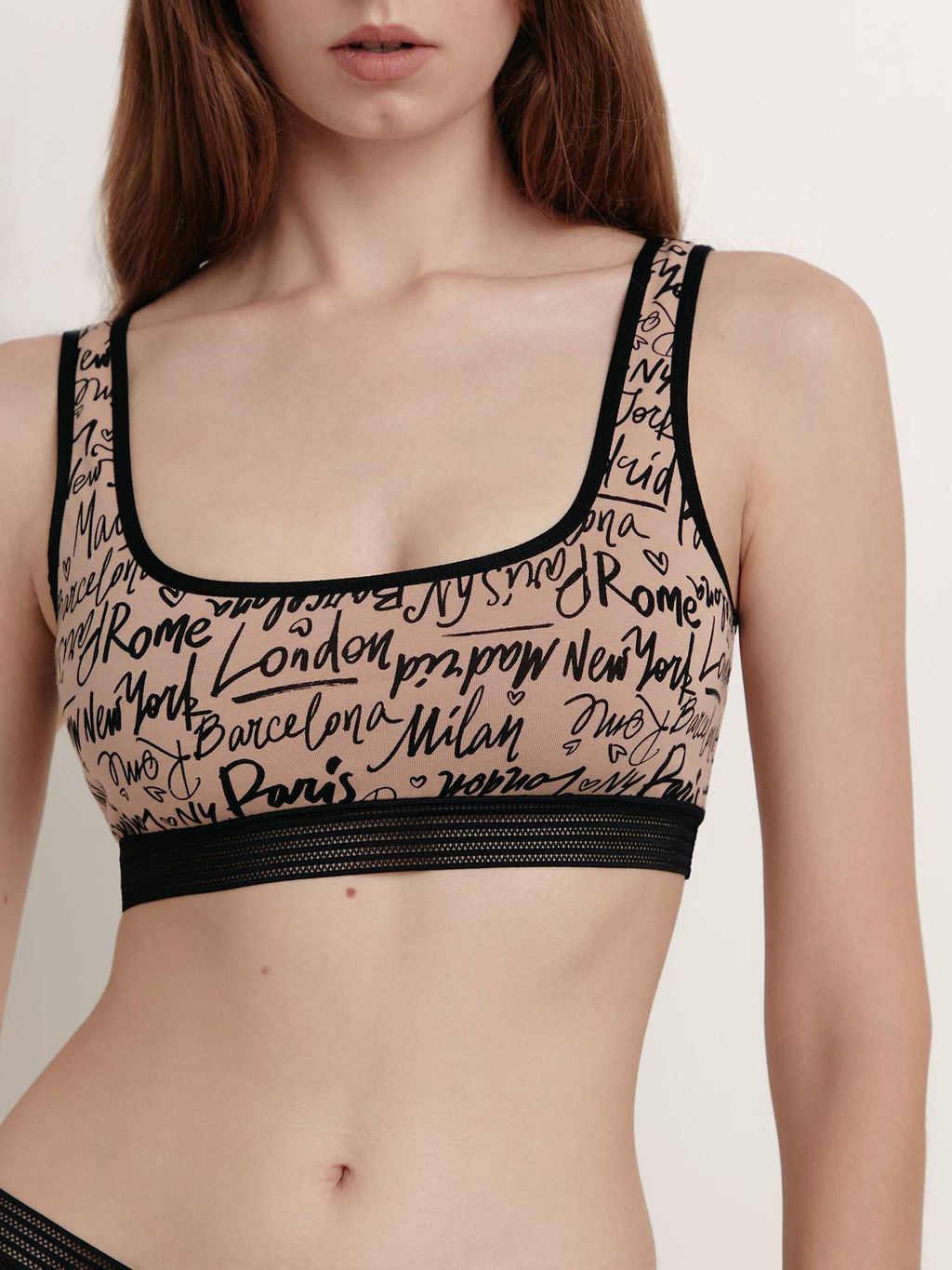 CONTE Poetic LBE 2054 Бюстье из хлопка с ажурной тесьмой coffee-black