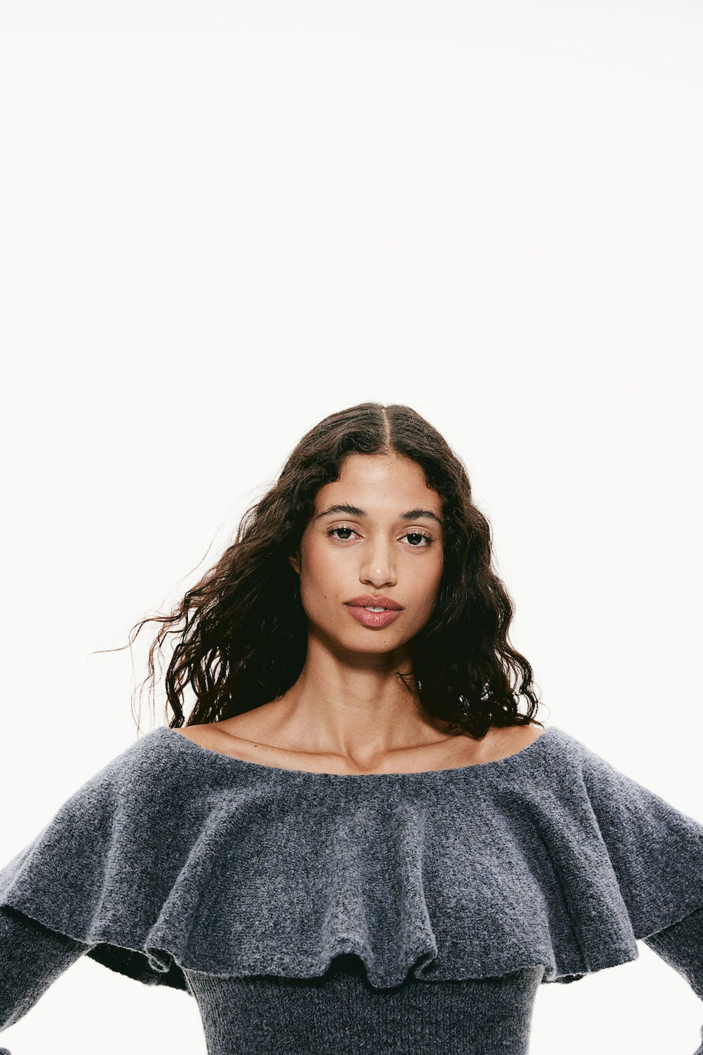 Jersey off-the-shoulder con volante - H&m фото 3