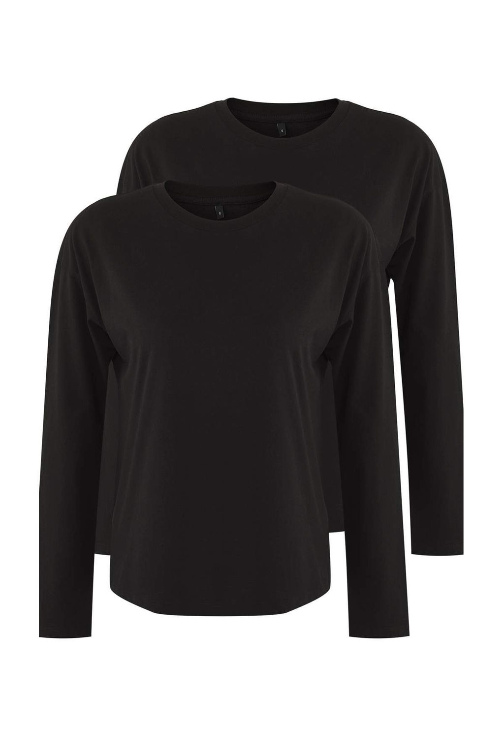 TRENDYOLMILLA Siyah-Beyaz 2li Paket %100 Suprem Oversize/Genis Kesim Orme T-Shirt TWOAW25TS00004