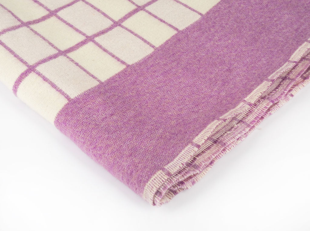 Одеяло байковое 80% 140*205 клетка цв. бел-фиолет (ВВТ)
