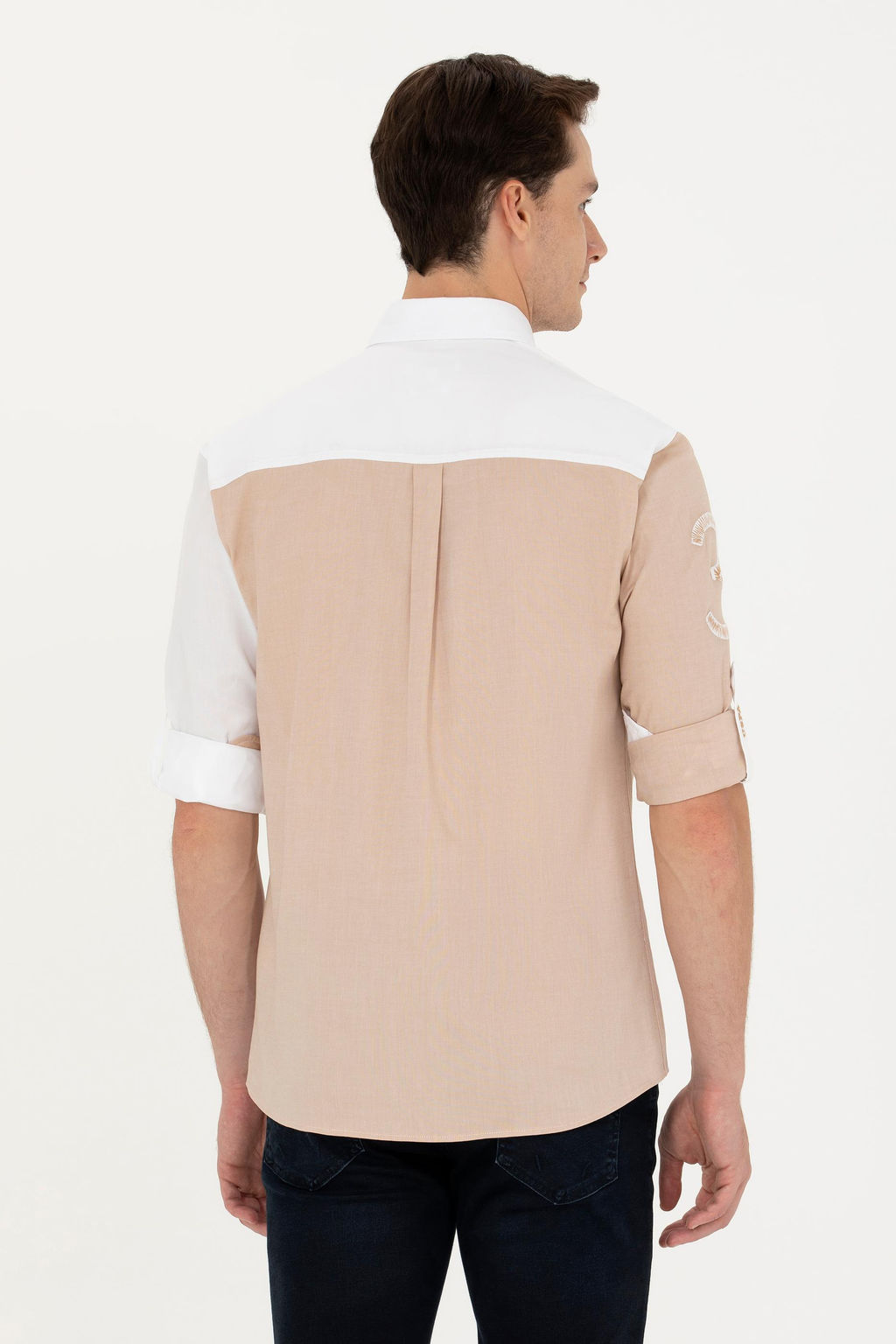 Мужская рубашка песочного цвета с длинным рукавом Неожиданная скидка в корзине - U.s. polo assn фото 5