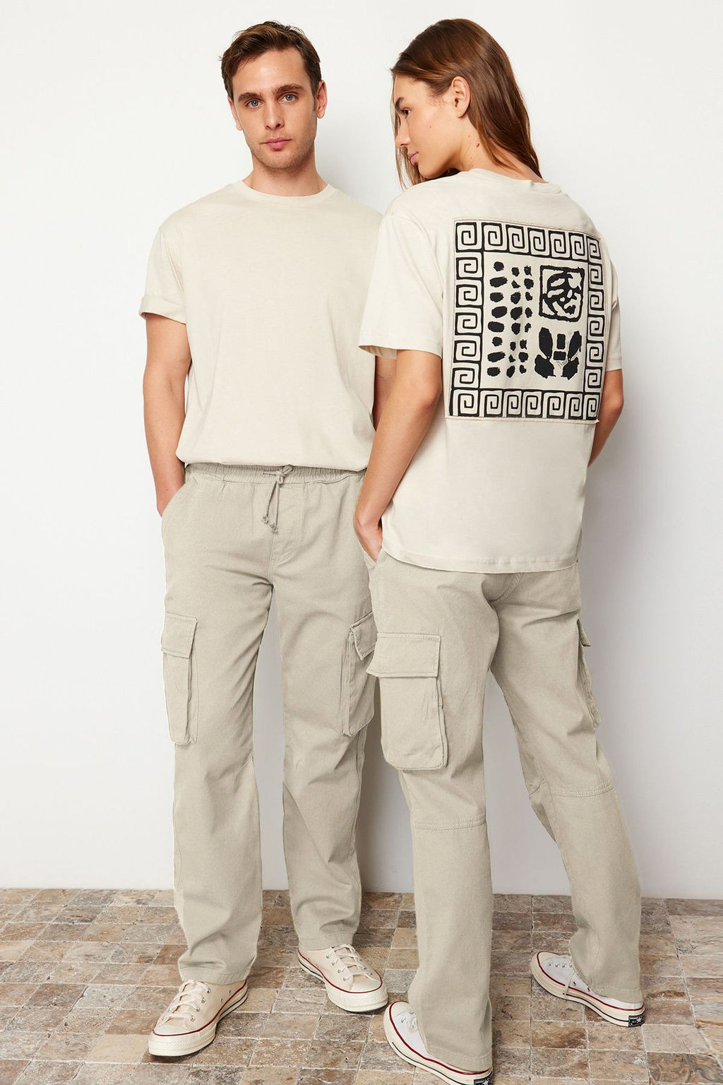 TRENDYOL MAN Ac?k Haki Unisex Regular Fit Lastikli Beli Baglamal? Kargo Cepli Pantolon TMNSS24PL00003 - Trendyolmilla фото 2