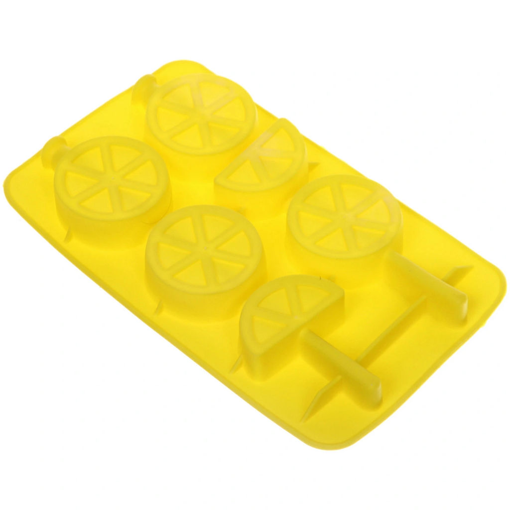 Цена за 5 шт. Форма для льда силиконовая "Дольки" 20*11,5см с палочками, цвета микс