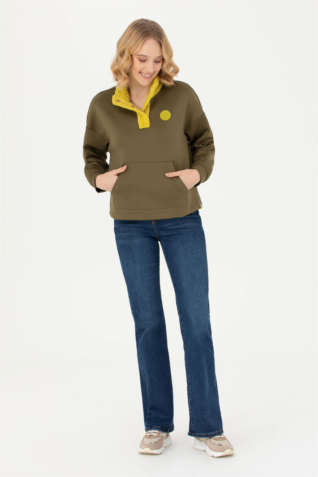 Женский свитшот цвета хаки с воротником стойкой Неожиданная скидка в корзине - U.s. polo assn фото 4
