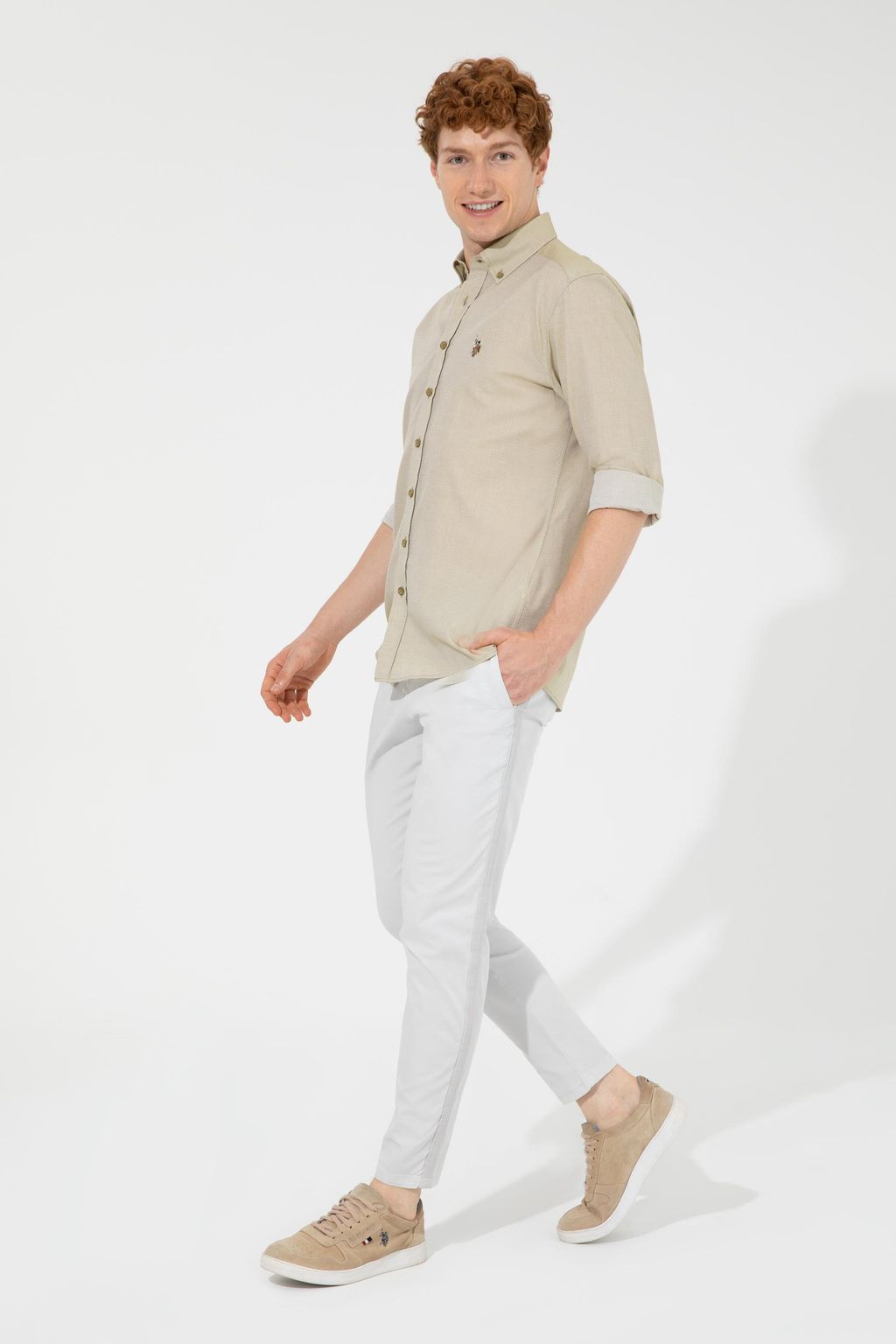 U. S. Polo Assn / Мужские светло-серые брюки из плотной ткани