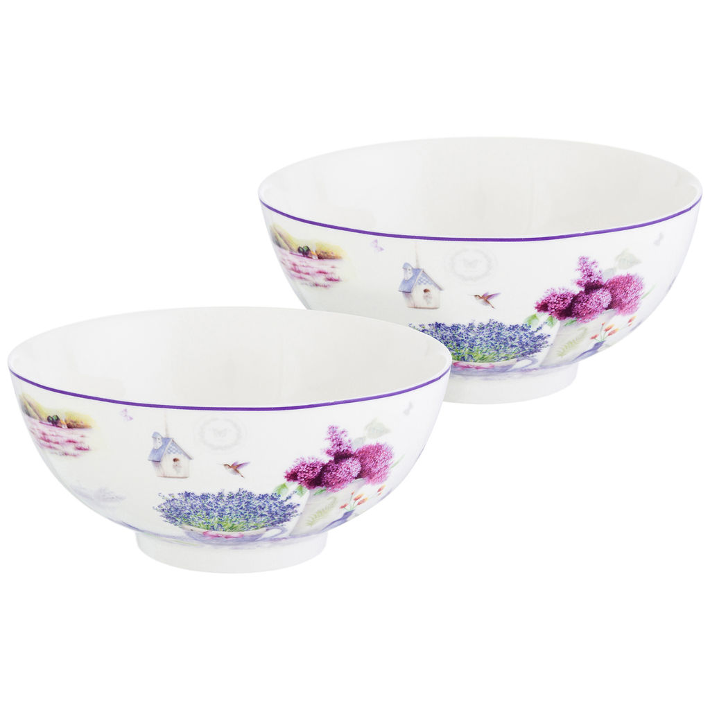 Набор 2 салатников - 15*15*7 см 700 мл "Лаванда" NEW BONE CHINA