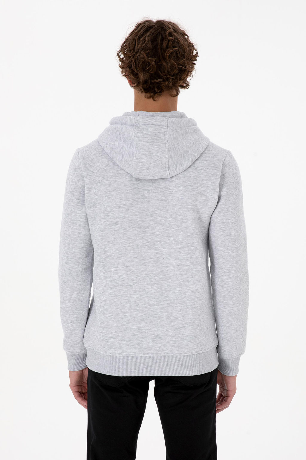 Erkek Regular Fit Kap__onlu _ardonlu A__k Gri Basic Sweatshirt - U.s. polo assn фото 5
