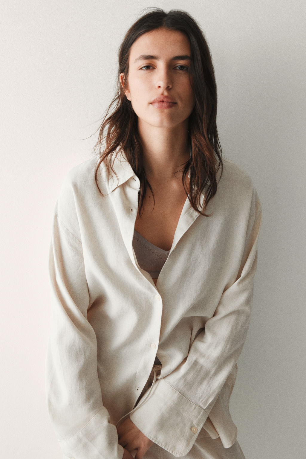 Camisa oversize en mezcla de lino - H&m фото 3
