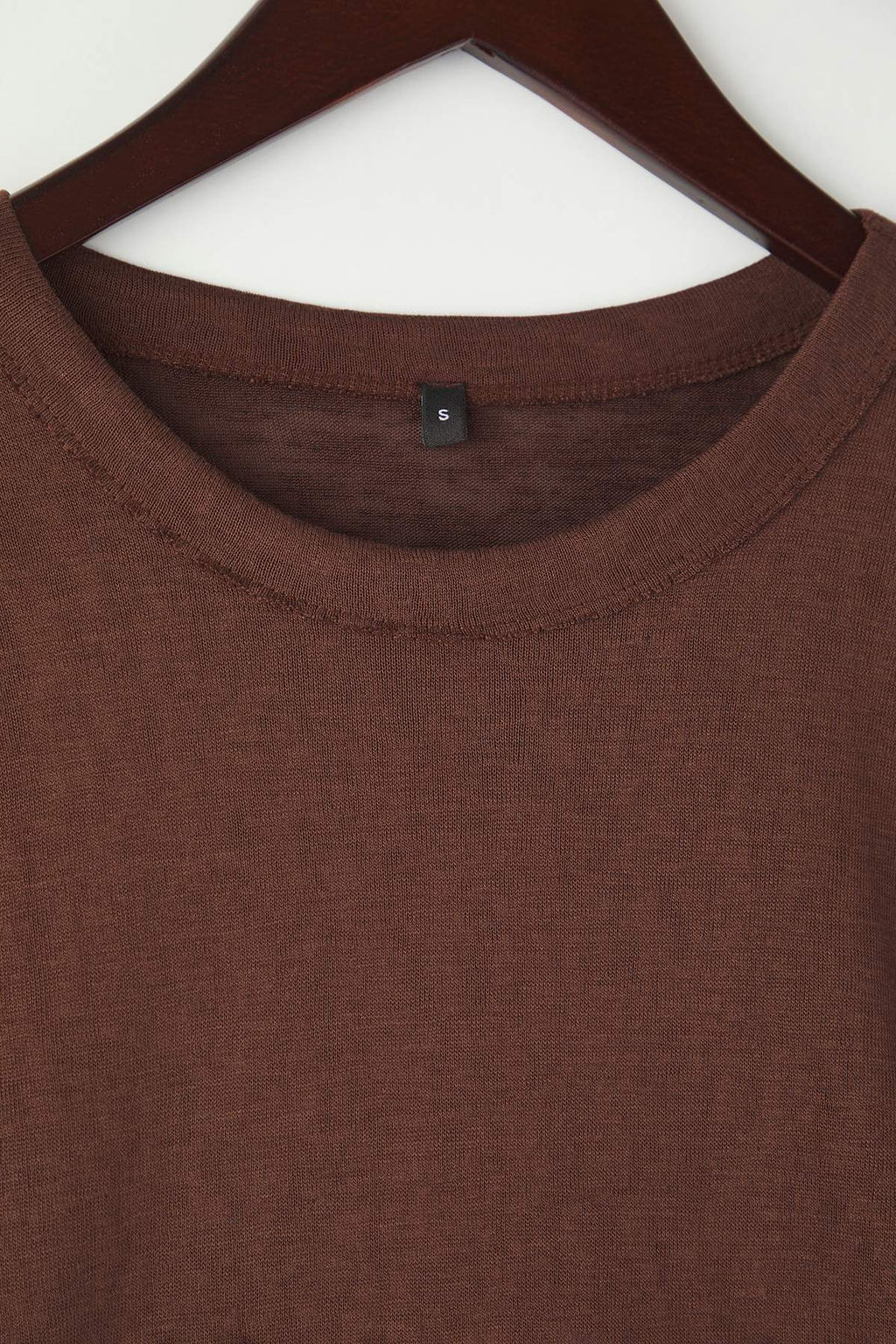 Wardrobe Essentials Kahverengi Bisiklet Yaka Relaxed/Rahat Kal?p Orme T-shirt | TWOAW26TS00010 - Trendyolmilla фото 6