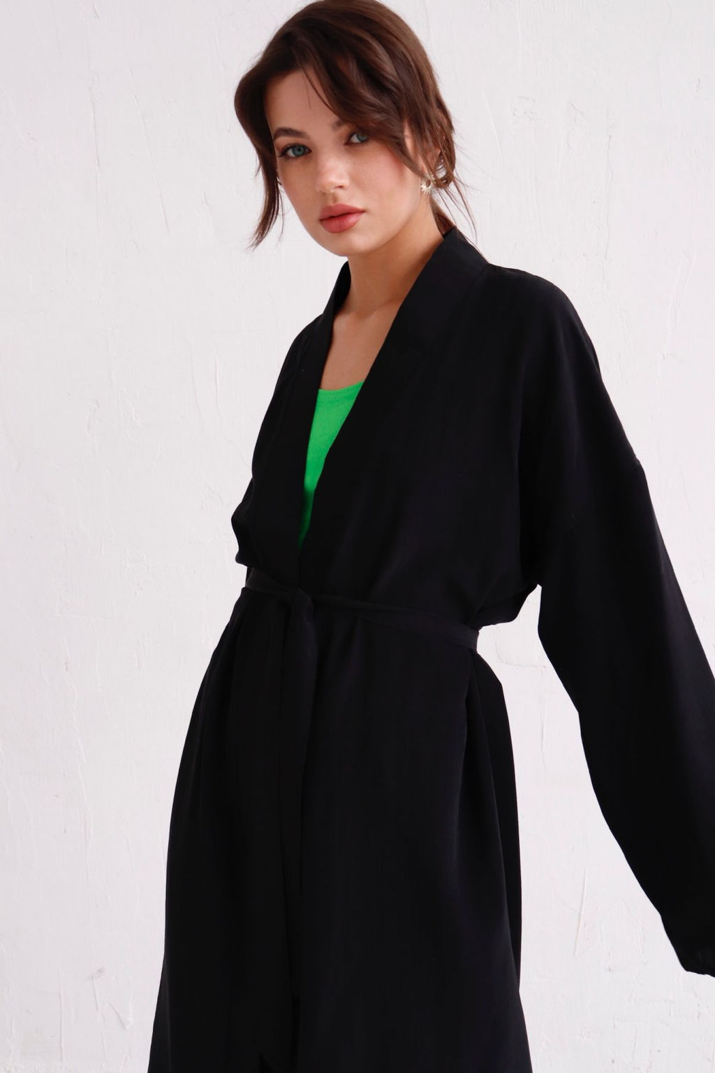 9536 Костюм из кимоно и брюк-палаццо чёрный - Martichelli фото 15