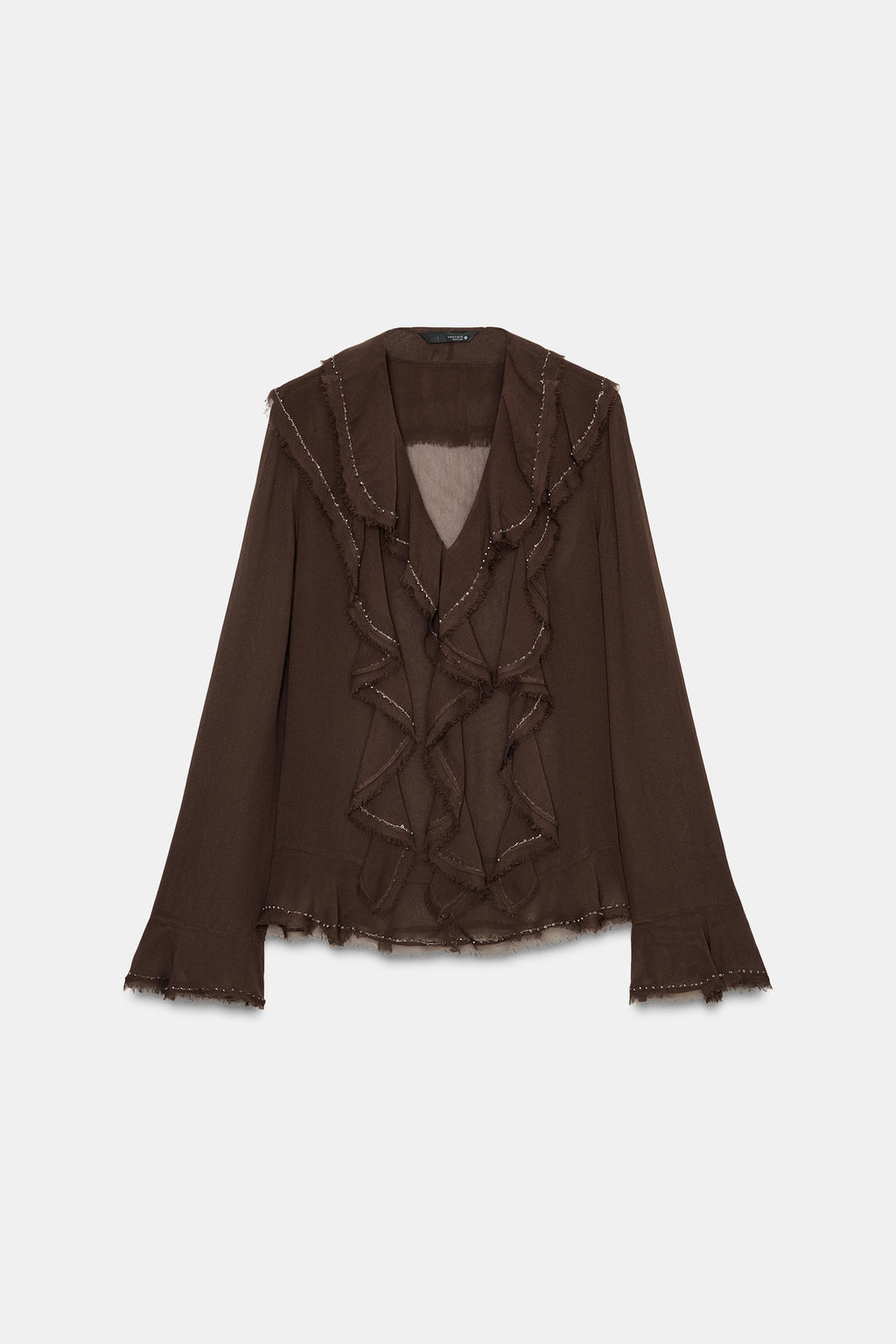 ZW COLLECTION BEADED RUFFLED BLOUSE - Zara фото 7