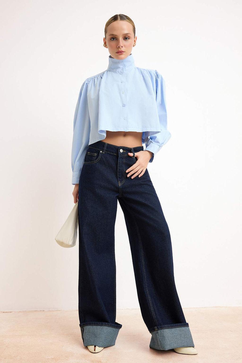 Kahverengi Buzgulu K?sa/Crop Kesim Gomlek TWOSS26GO00137 - Trendyolmilla фото 5