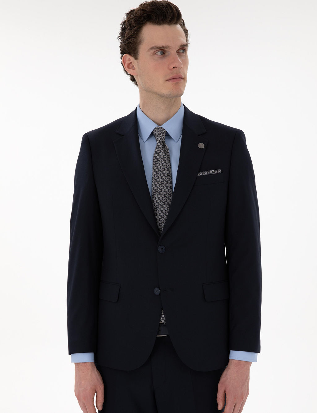 Lacivert Slim Fit Tak_m Elbise