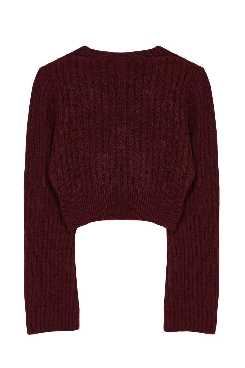 Bordo Crop Yumusak Dokulu Kruvaze Triko Kazak TWOAW24KZ00381